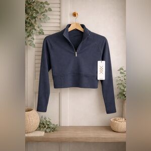 RHONE Heather Revive Cropped 1/2 Zip Long Sleeve